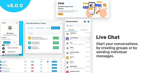 Chat - Laravel App (Private & Group) - Real-Time Messaging