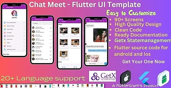 Chat-Meet Flutter Chat Application Social Chat Application Group Chat Application Template