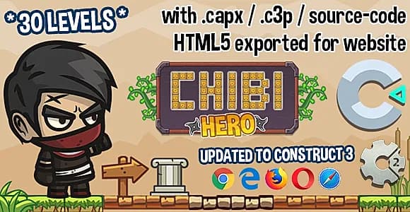 Chibi Hero Game - HTML5 Construct 2/3 Game (.capx / .c3p)