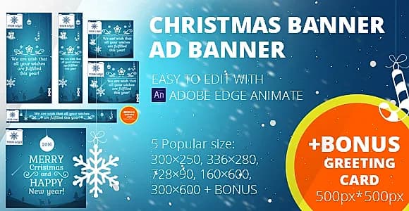 Christmas banners set + Greeting card 500px*500px | Edge Animate