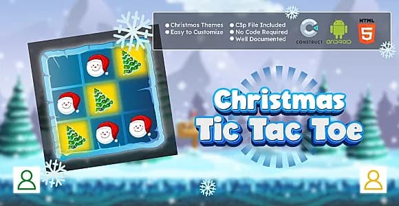 Christmas Tic Tac Toe Game - Board Game - X or O | HTML5 & Android | Construct 3
