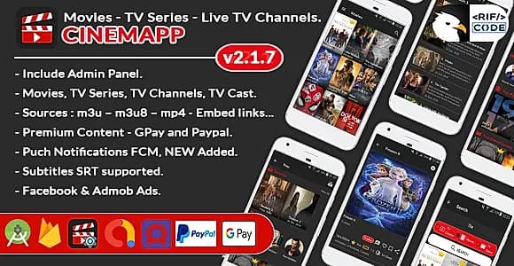 CinemApp : Movies - TV Series - Live TV Channels - TV Cast - Android Full App