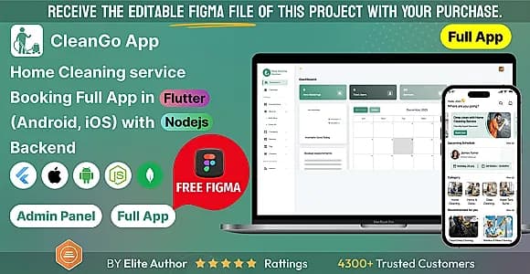 Cleaning Services Booking Full app in Flutter (Android, iOS) with Node.js Backend App