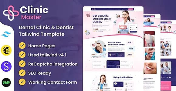 ClinicMaster - Dentist & Dental Clinic Tailwind Template