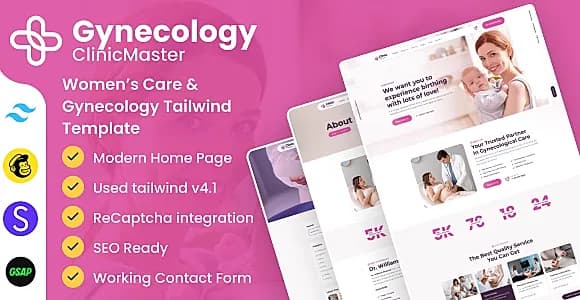 ClinicMaster - Gynecology & Women's Health Tailwind CSS Template