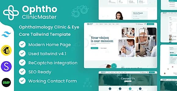 ClinicMaster - Ophthalmology & Eye Care Tailwind CSS Template