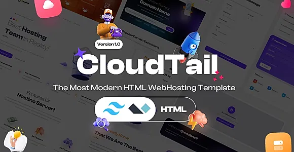 CloudTail | Tailwind Modern Complete Web Hosting Template