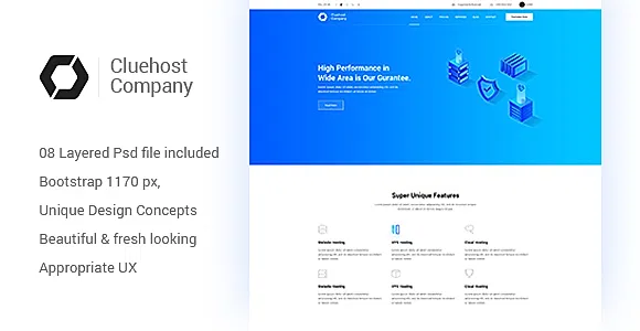 ClueHost - Creative Hosting Multipage PSD Template