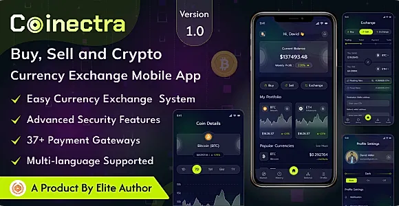 Coinectra - Buy, Sell, Staking  and Crypto Currency Exchange Flutter App (Android, iOS)