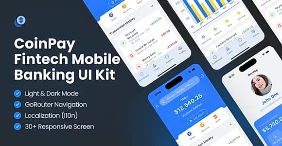 CoinPay – Fintech, Banking & Digital Wallet Mobile App UI Kit