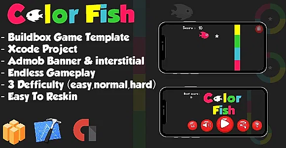 Color Fish - Xcode ios Project & Buildbox Game Project (64bit)