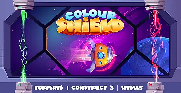 Colour Shield Game (Construct 3 | C3P | HTML5) Endless Spaceship Game