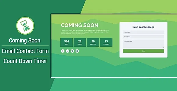 Coming Soon Landing Page With Countdown Timer and Email Contact Form