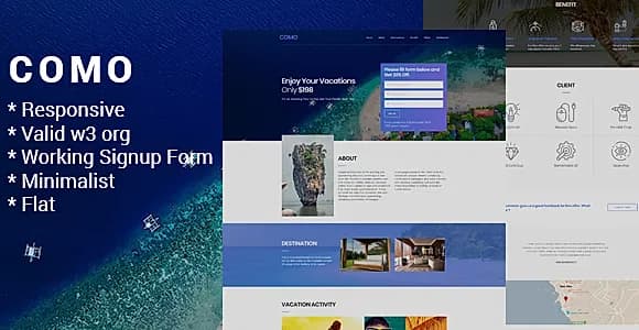 Como - One Page Responsive HTML with Working Sign Up Form