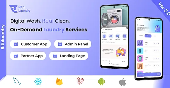 #1 Complete Laundry App | Fast Booking & Delivery | Android , iOS App & Admin Panel
