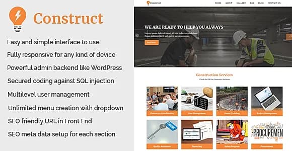 Construct - Building and Construction Website CMS