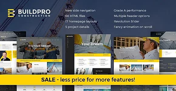Construction and Building Website Template - BuildPro