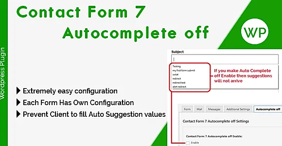 Contact Form 7 Autocomplete off WordPress Plugin