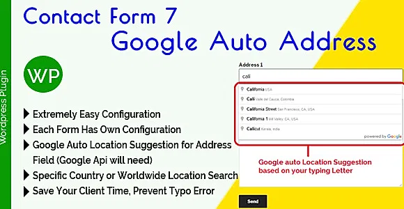 Contact Form 7 Google Auto Address Suggestion WordPress Plugin