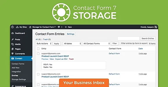 Contact Form 7 Storage WordPress Plugin
