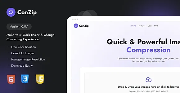 ConZip – Fast and Easy JPG, PNG, WebP, JPEG Image Compression & Conversion