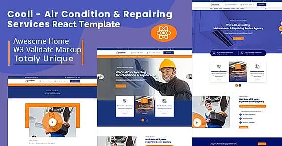 Cooli - Air Conditioning & Repiring Services React JS Template