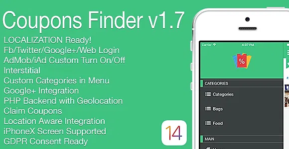 Coupons Finder Full iOS Application v1.7