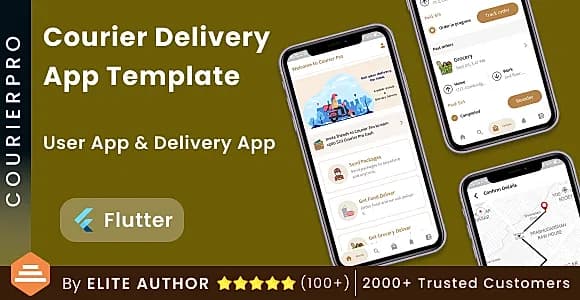 Courier Delivery Flutter App Template | 2 Apps | User App + Delivery App | CourierPro