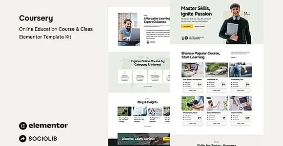 Coursery - Online Education Course & Class Elementor Template Kit