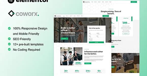 Coworx - Coworking Space & Virtual Office Elementor Template Kit