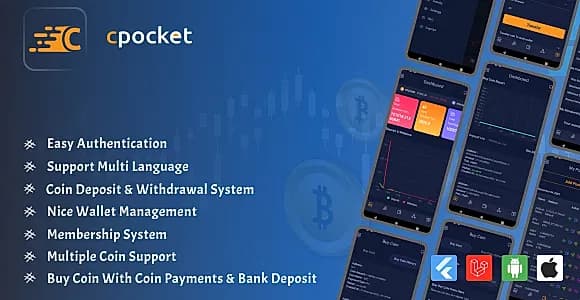 Cpocket – CryptoCurrency Wallet Flutter App