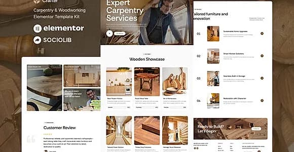Crafter - Carpentry & Woodworking Elementor Template Kit