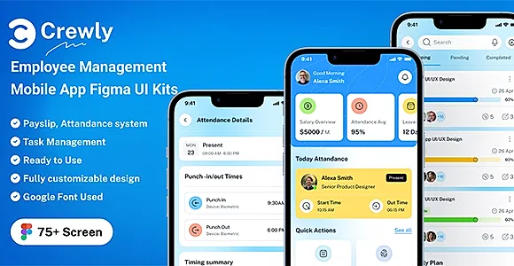 Crewly - Employee Management Mobile App Figma UI Kits