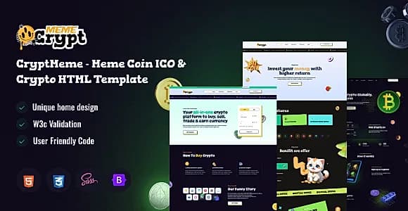 CryptMeme - Memecoin ICO and Crypto Online digital coin HTML Template