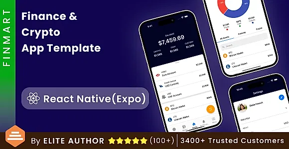 Crypto App Android + Crypto App iOS Template | Finance & Crypto App Template | React Native |FinMart