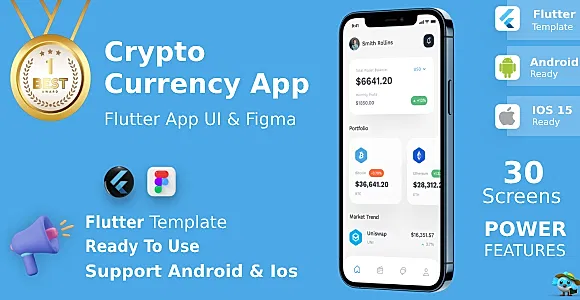 CryptoPay - Crypto Currency App ANDROID + IOS + FIGMA  | UI Kit | Flutter