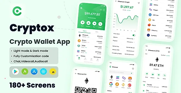 Cryptox -  Crypto Wallet App React Native Expo Ui Kit