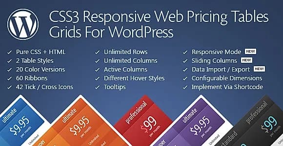 CSS3 Compare Pricing Tables WordPress Plugin