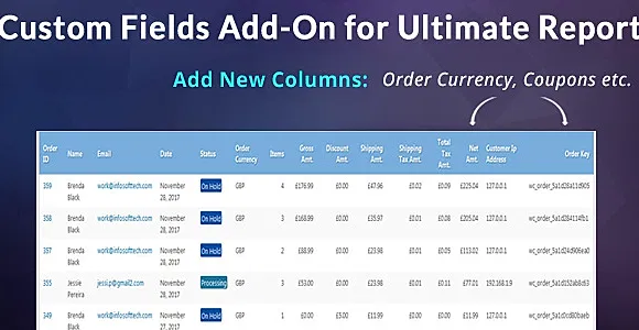 Custom Fields Add-on For WooCommerce Ultimate Reports