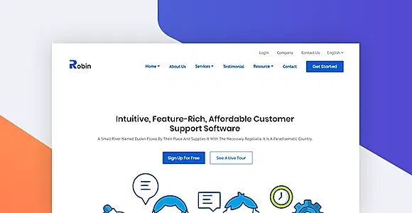 Customer Support Software HTML Landing Page - Robin