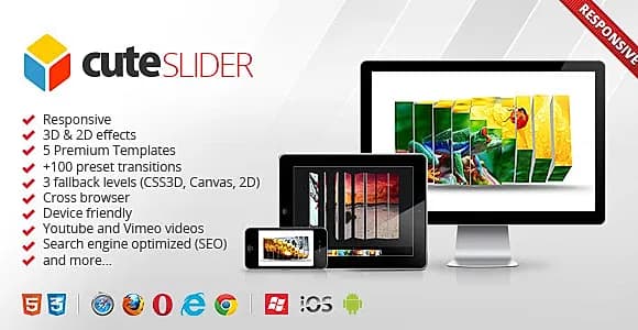 Cute Slider - 3D & 2D HTML5 Image Slider