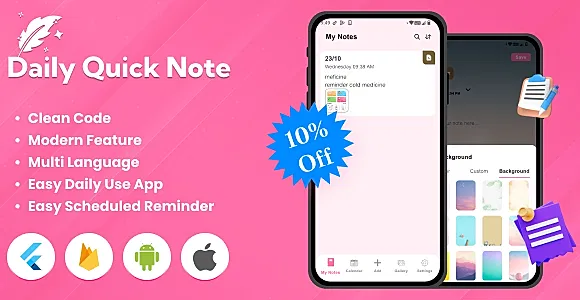 Daily Quick Note - Android - iOS - Flutter Full Application