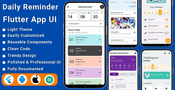 Daily Reminder Flutter App Template | Task Scheduler & Daily Planner