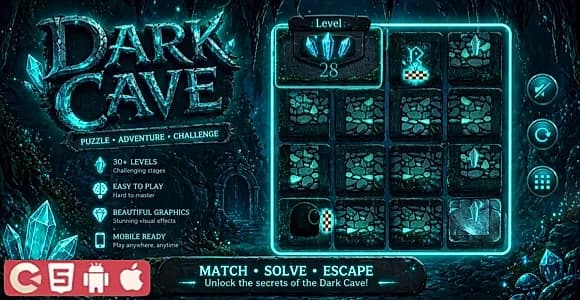 Dark Cave | Puzzle HTML Game | Construct 3