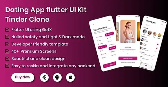 DatingU Dating App - Tinder Clone Flutter App UI Kit