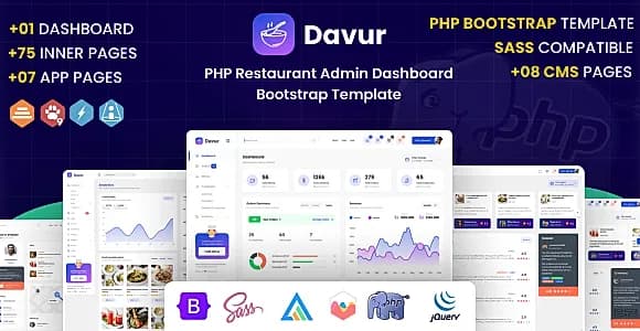 Davur - Restaurant PHP Admin Dashboard Bootstrap Template