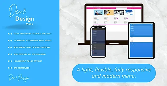 Dev3 Design - Bootstrap 5 Responsive Mega Menu