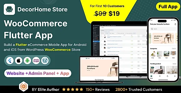 DecorHome App - Online Furniture Selling in Flutter 3.x (Android, iOS) with WooCommerce Full App