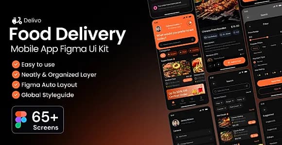 Delivo-Food Delivery Mobile App Figma Ui Kit