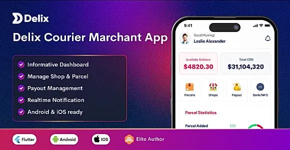 Delix Courier and Parcel Delivery Flutter Merchant App